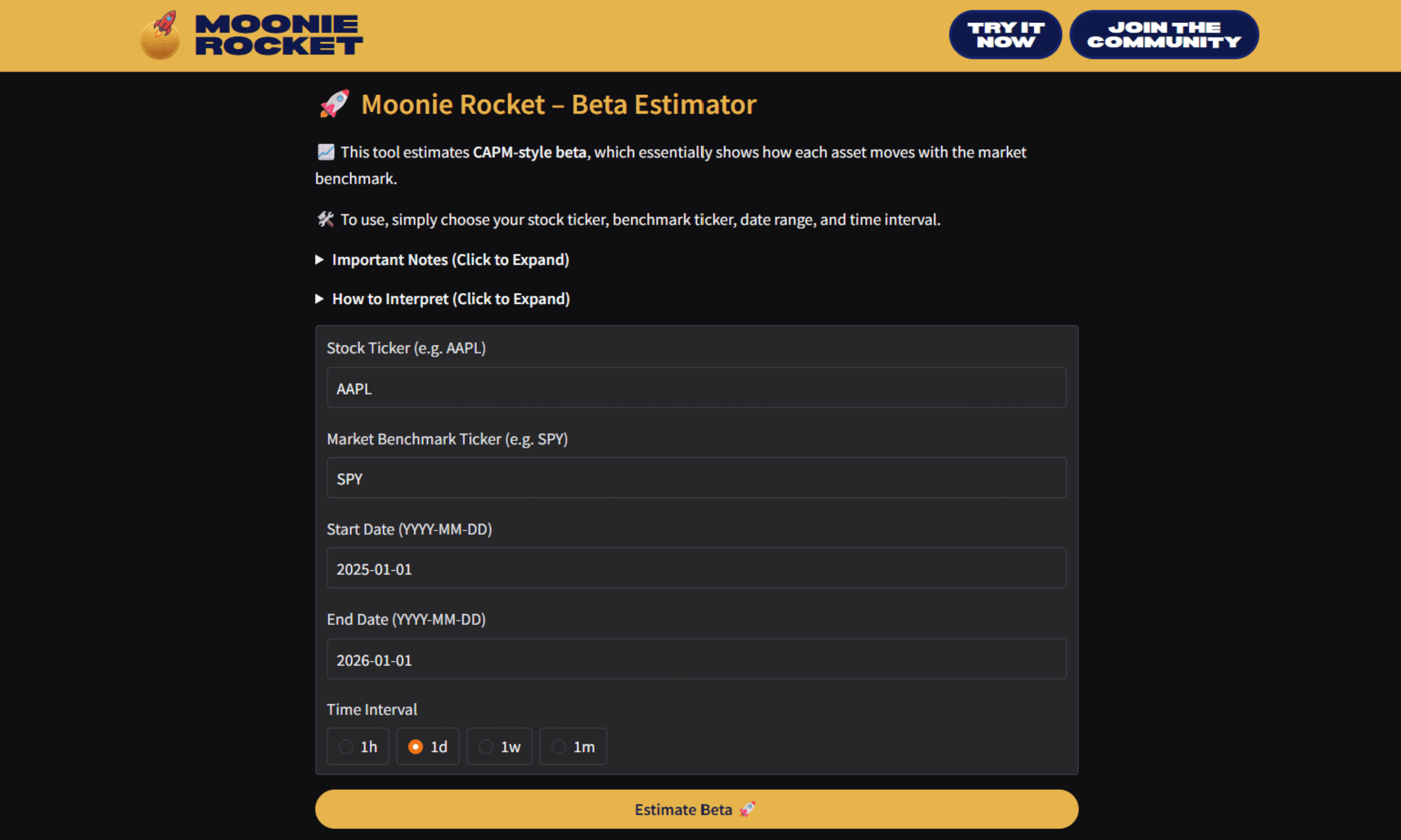 Beta Estimator Explorer