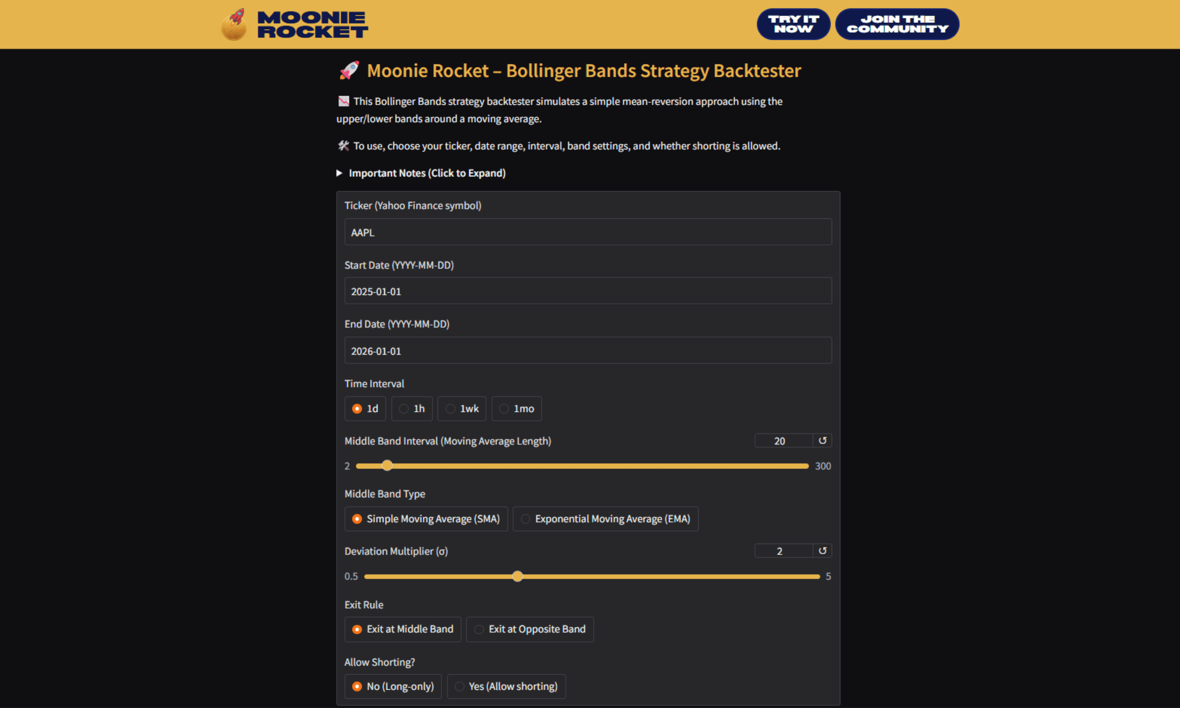 Bollinger Bands Strategy Backtester