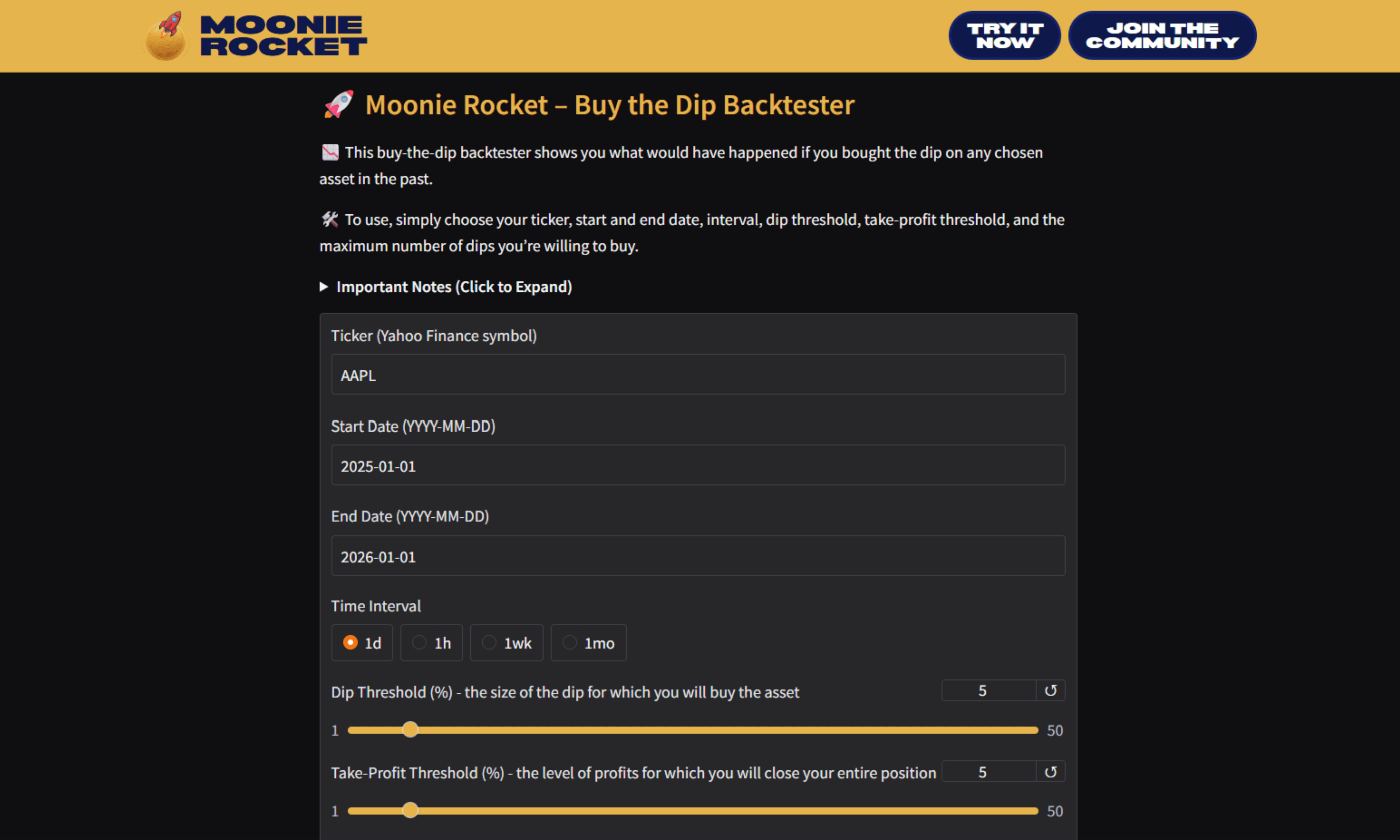 Buy The Dip Backtester