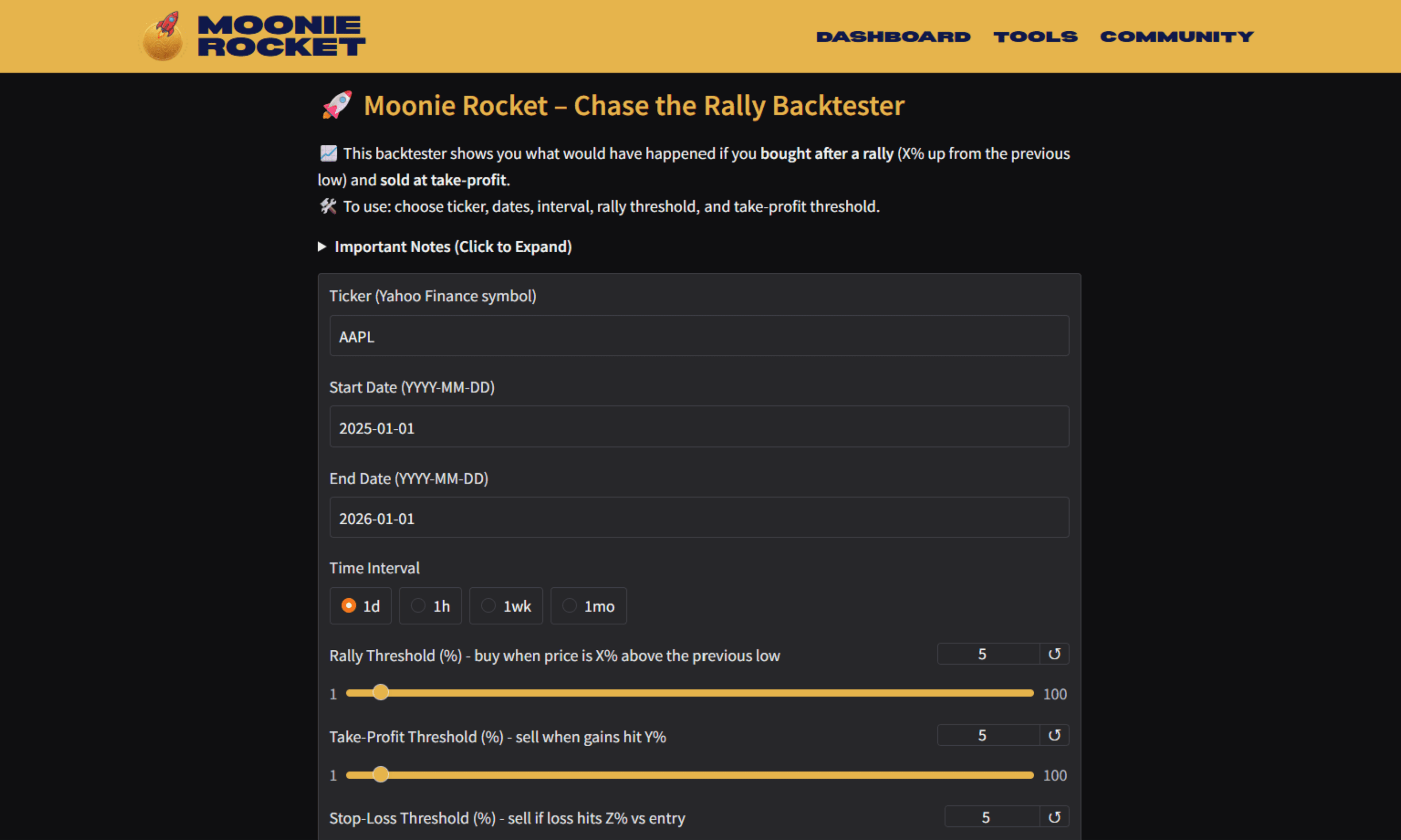 Chase the Rally Backtester