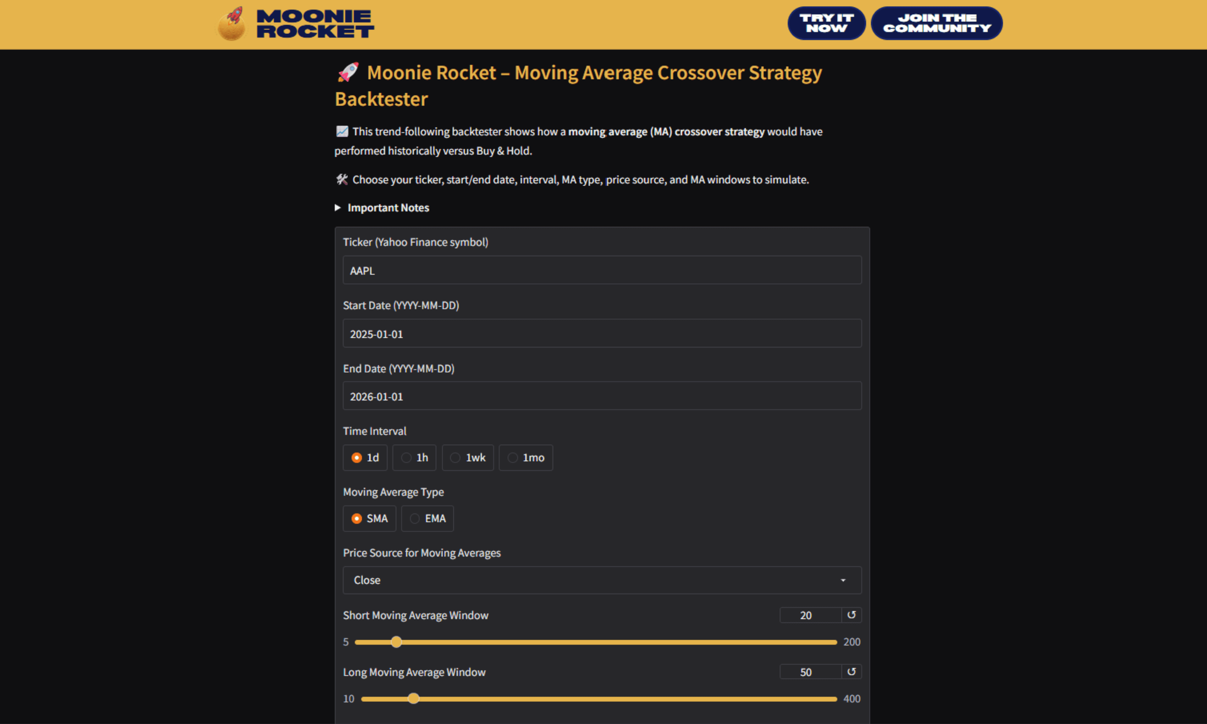 Moving Average Crossover Strategy Backtester