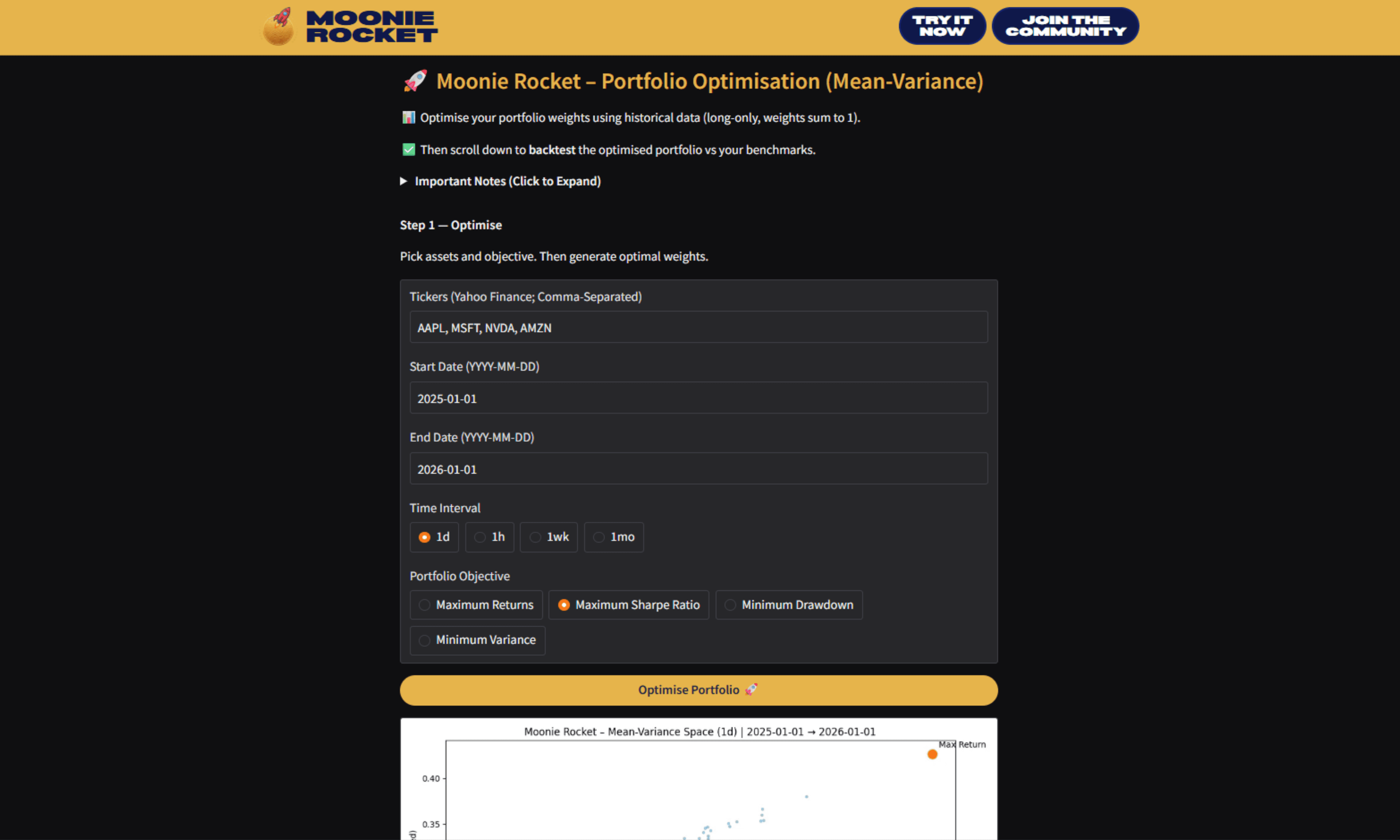 Portfolio Optimiser (Mean-Variance)