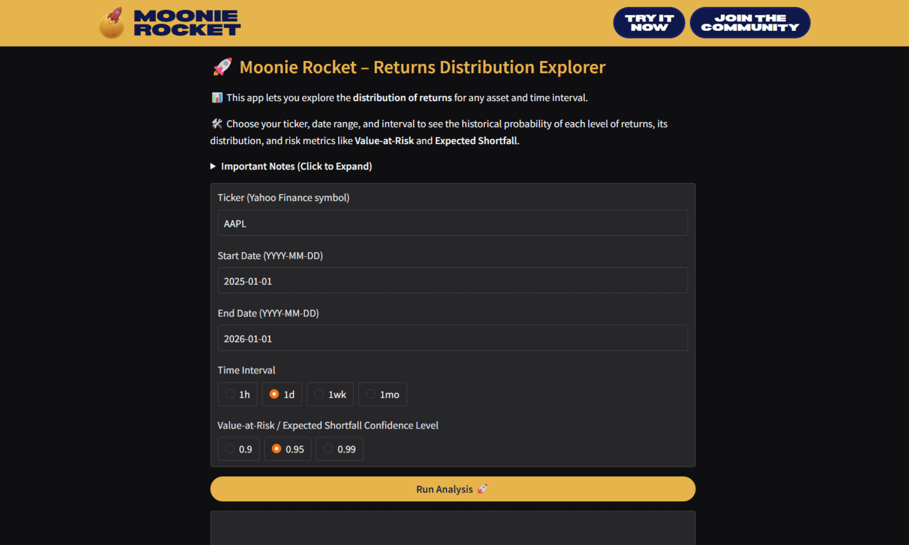 Returns Distribution Explorer