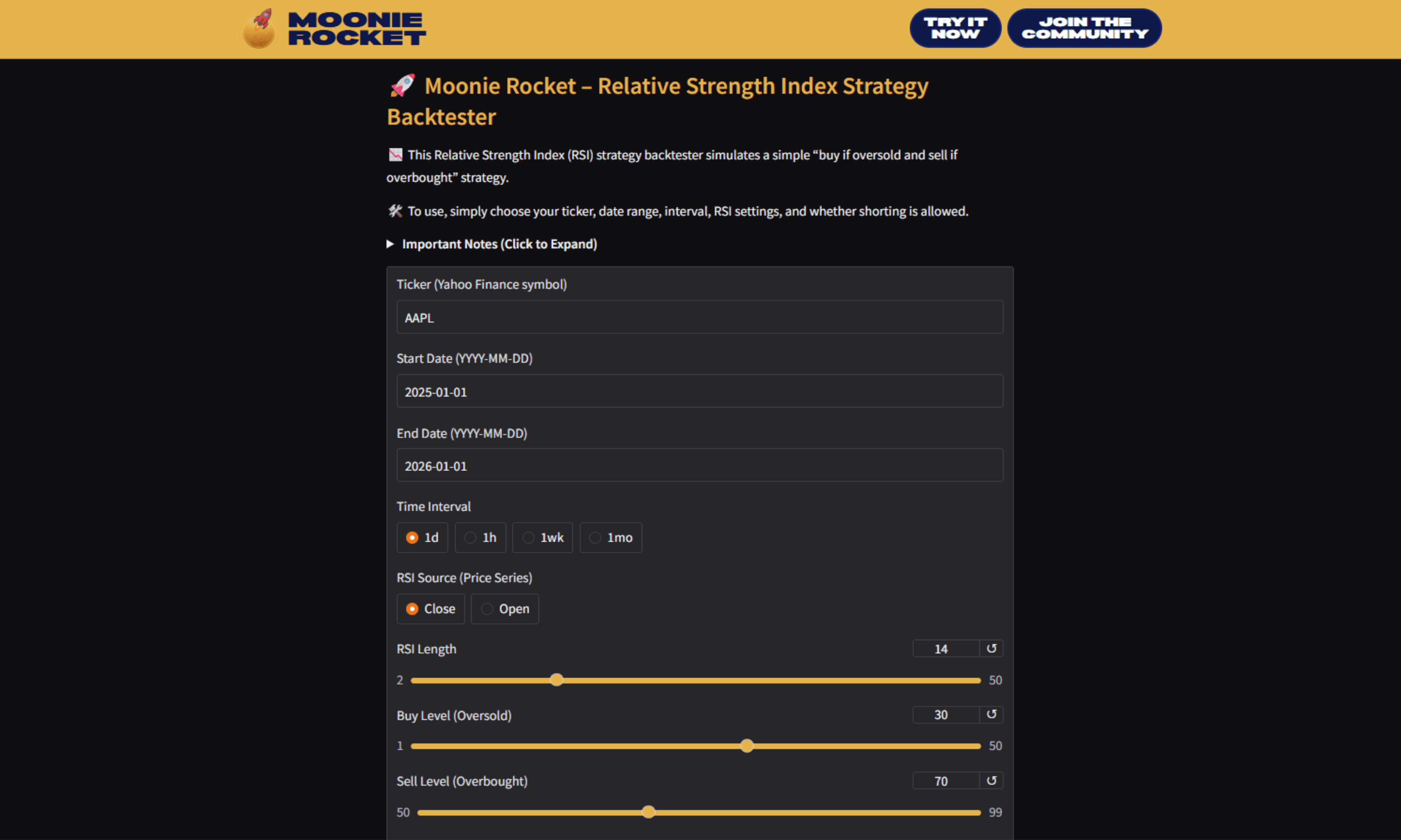 Relative Strength Index Strategy Backtester
