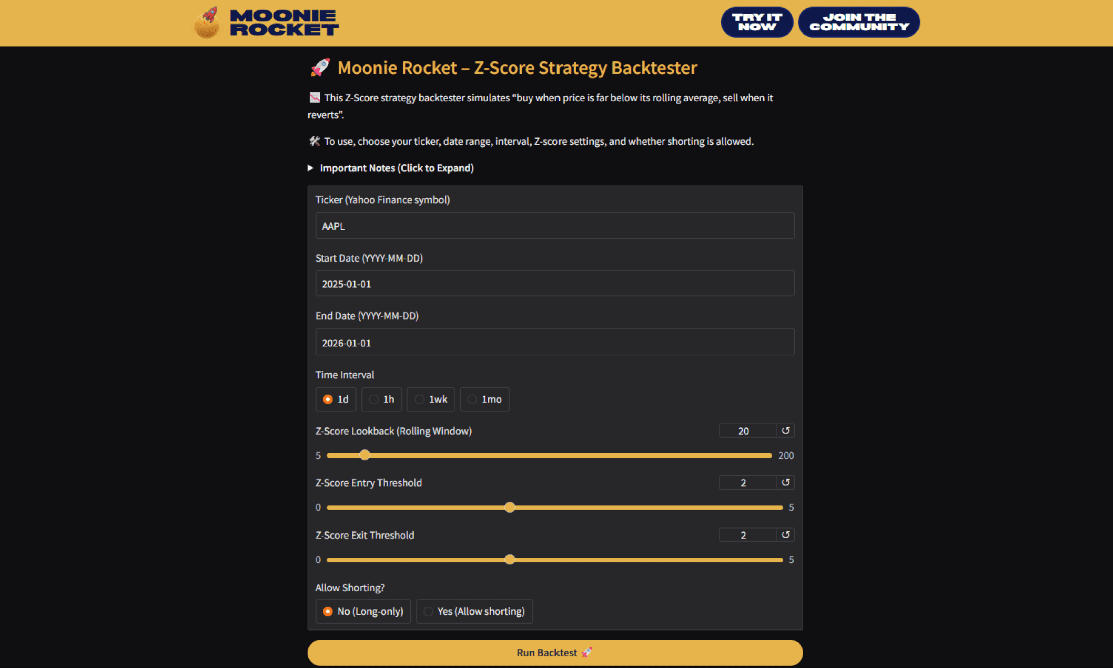 Z-Score Strategy Backtester