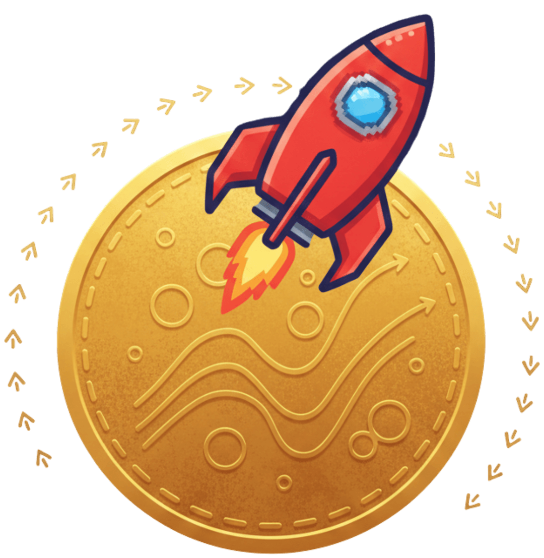 Rocket flying over the moon